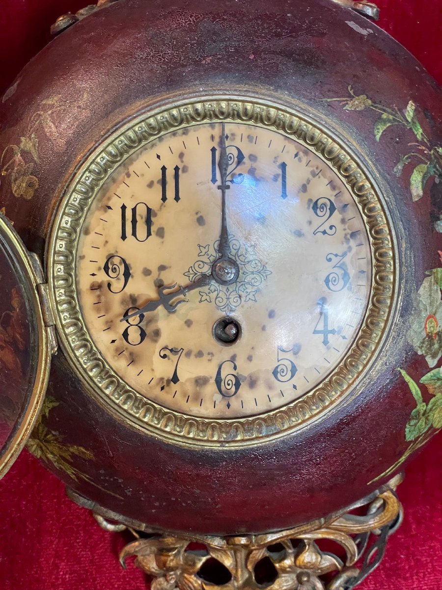 Wall-mounted Clock, Also Known As A “baker’s Clock,” Made Of Painted Sheet Metal And Gilded Metal, Late 19th Century-photo-5