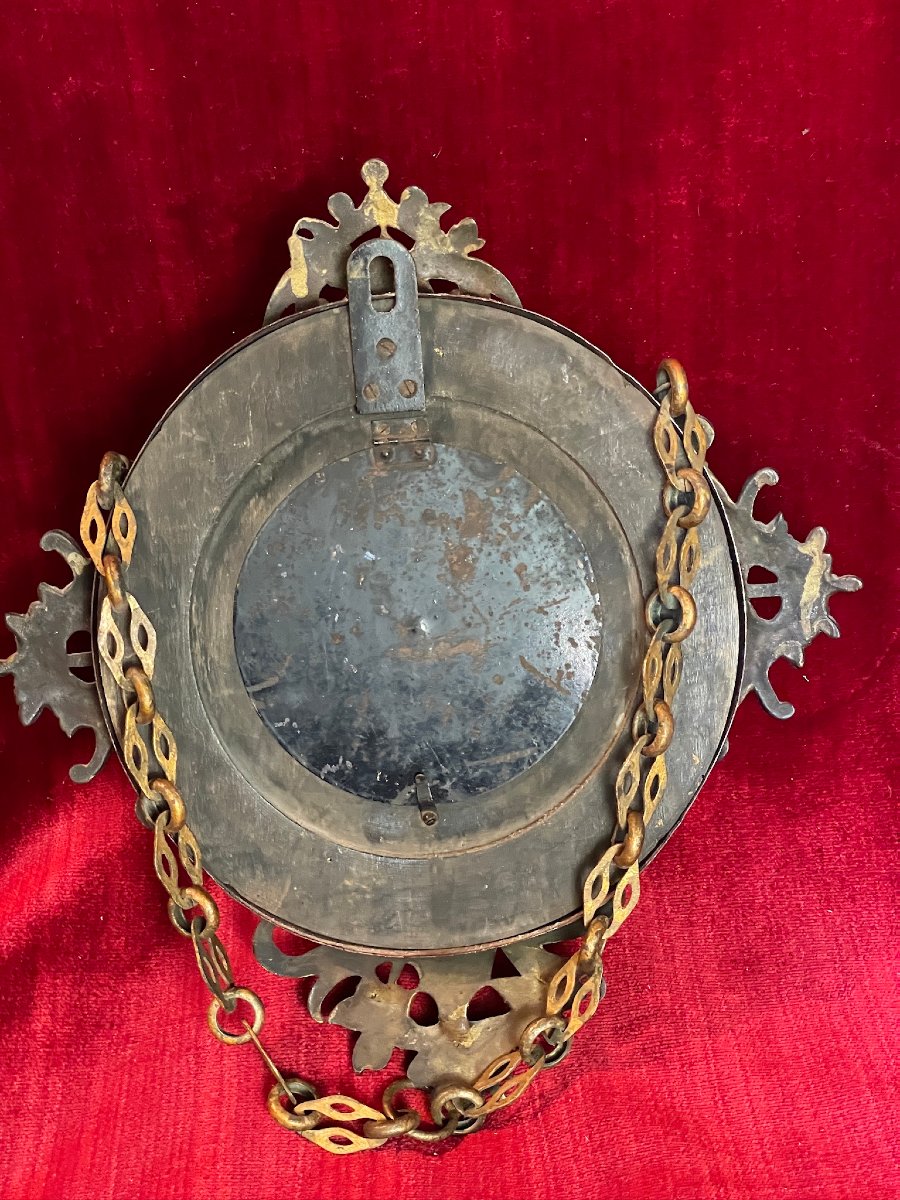 Wall-mounted Clock, Also Known As A “baker’s Clock,” Made Of Painted Sheet Metal And Gilded Metal, Late 19th Century-photo-6