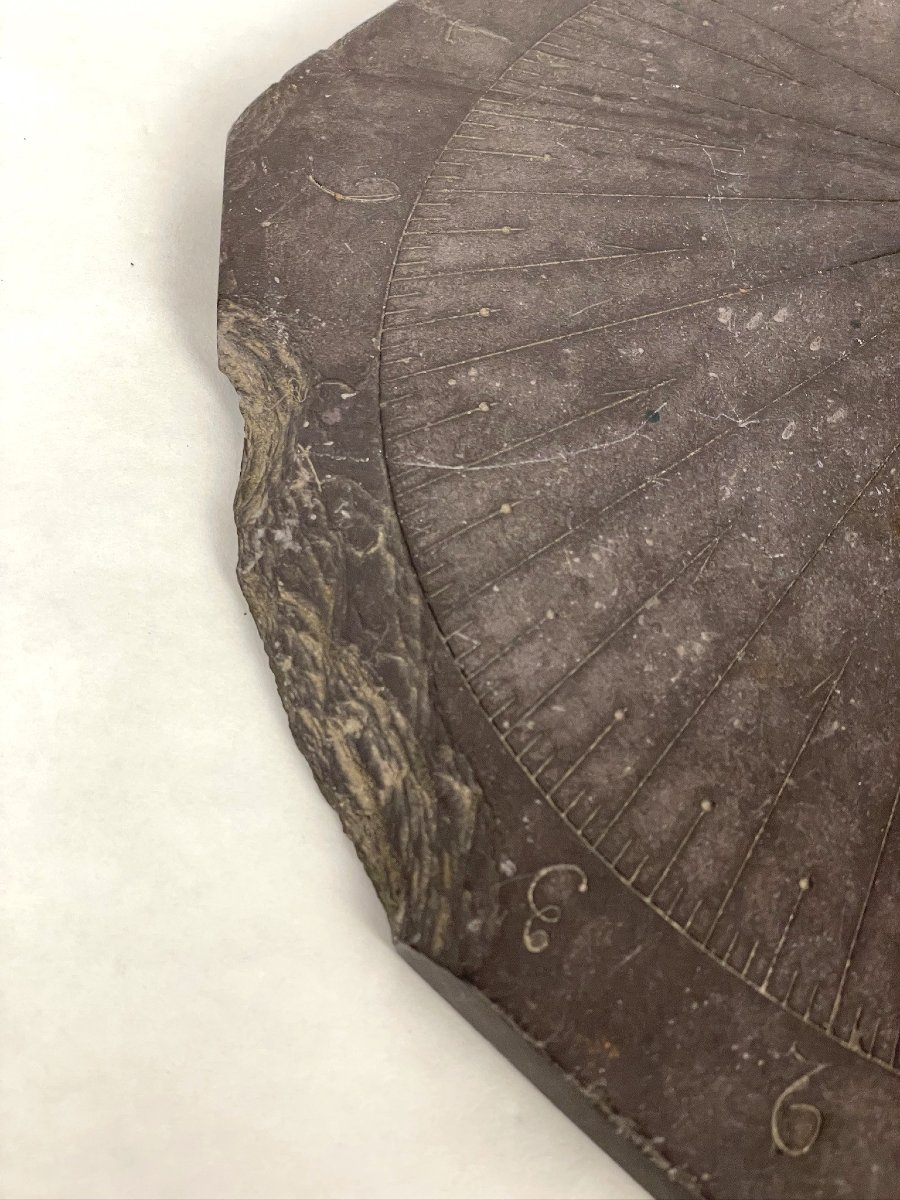 Slate Sundial Engraved With "made By Griblot Levent In Gisy (aisne) In 1880"-photo-2