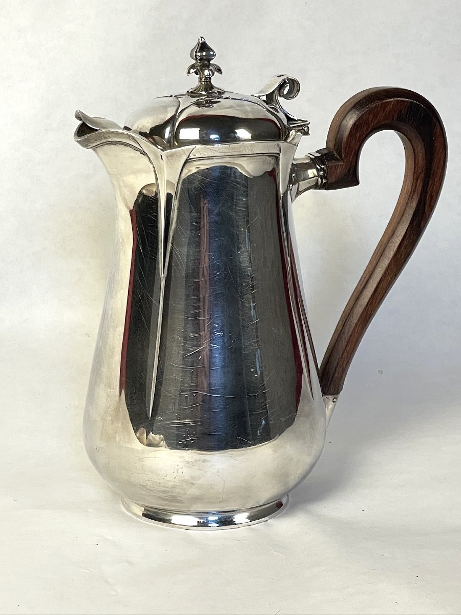 Puiforcat Solid Silver Coffee Pot, Art Deco, With A Violetwood Handle -photo-3