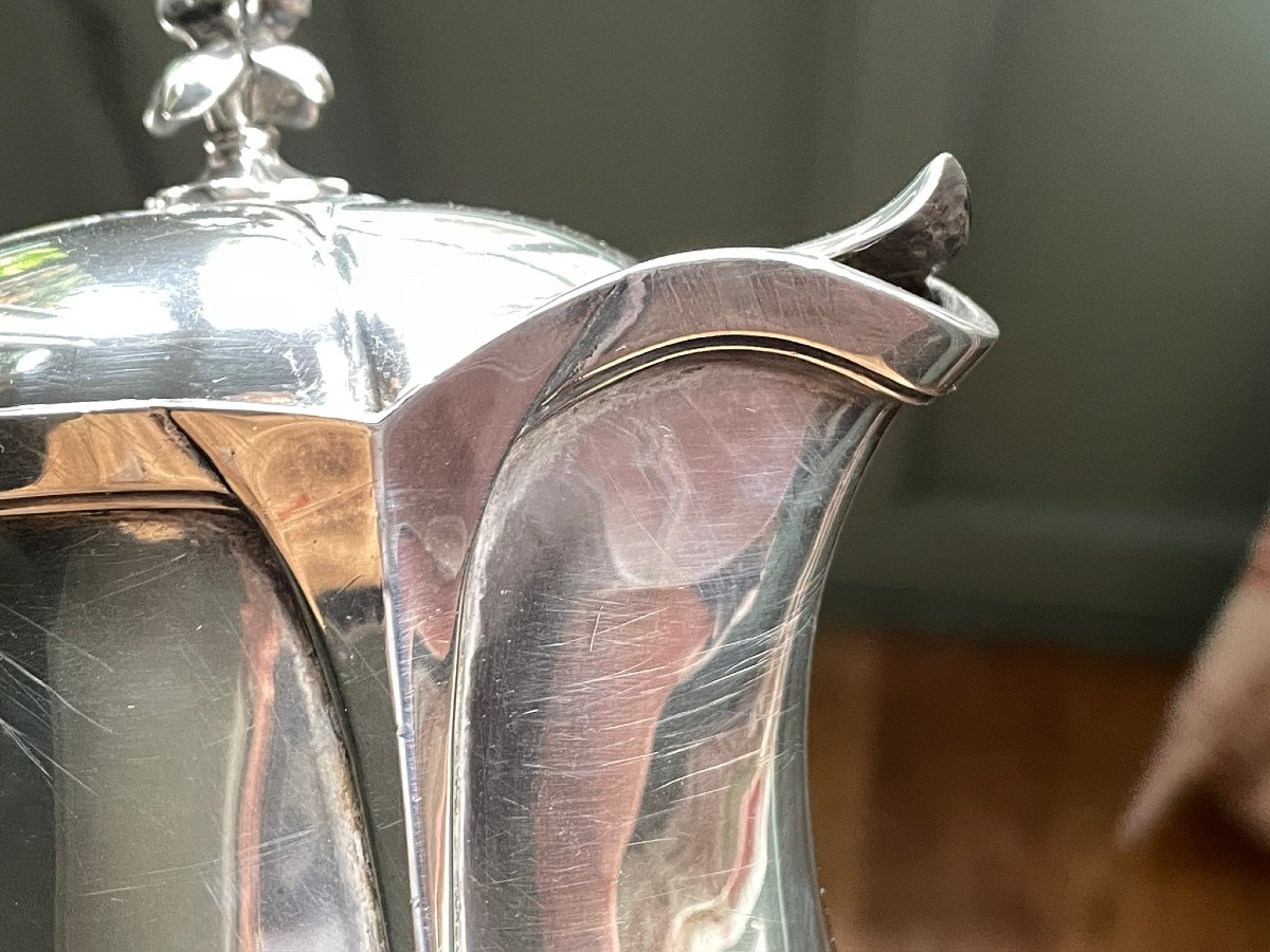 Puiforcat Solid Silver Coffee Pot, Art Deco, With A Violetwood Handle -photo-1