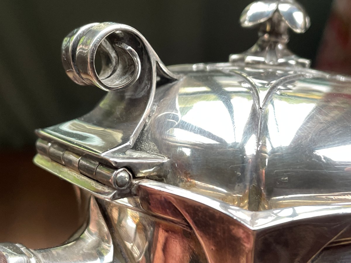 Puiforcat Solid Silver Coffee Pot, Art Deco, With A Violetwood Handle -photo-5