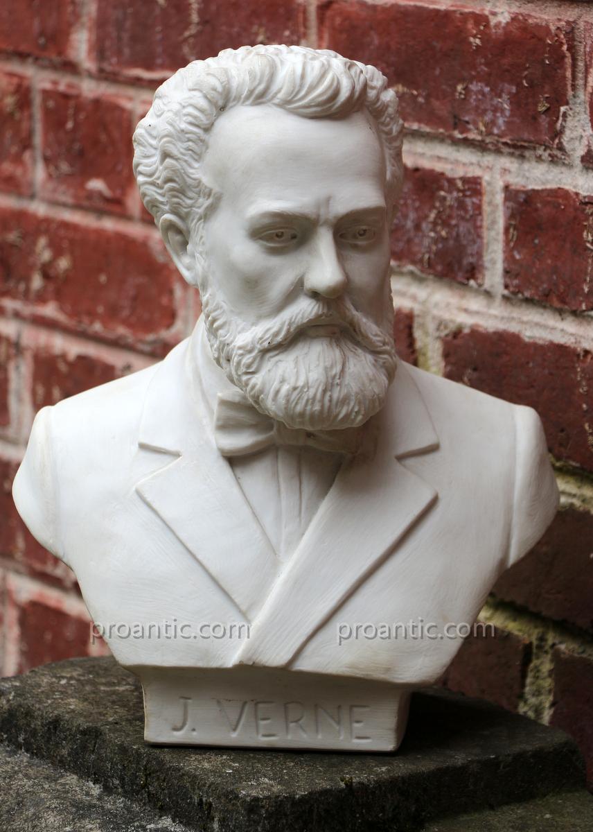 Jules Verne White Marble Bust, Nantes Amiens-photo-3
