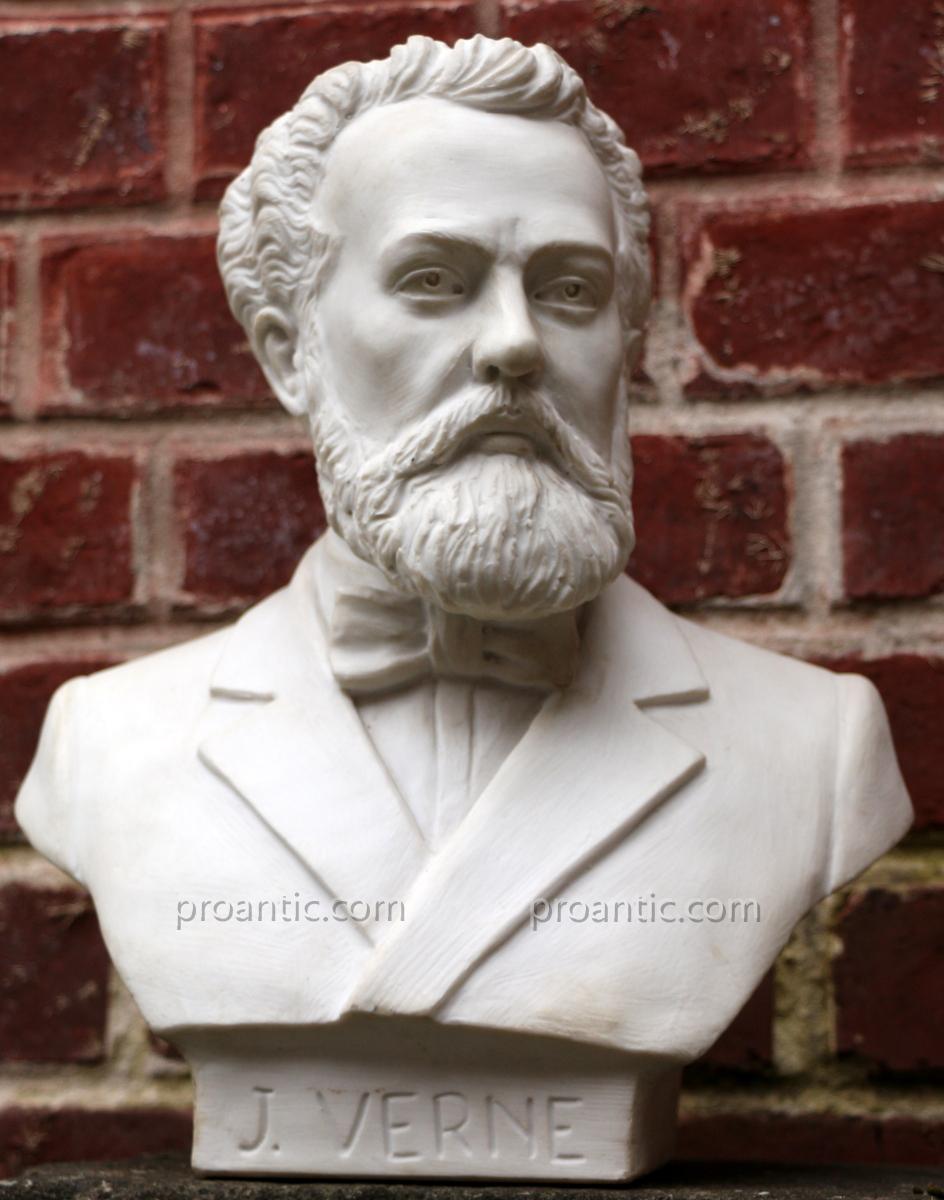 Jules Verne White Marble Bust, Nantes Amiens-photo-4