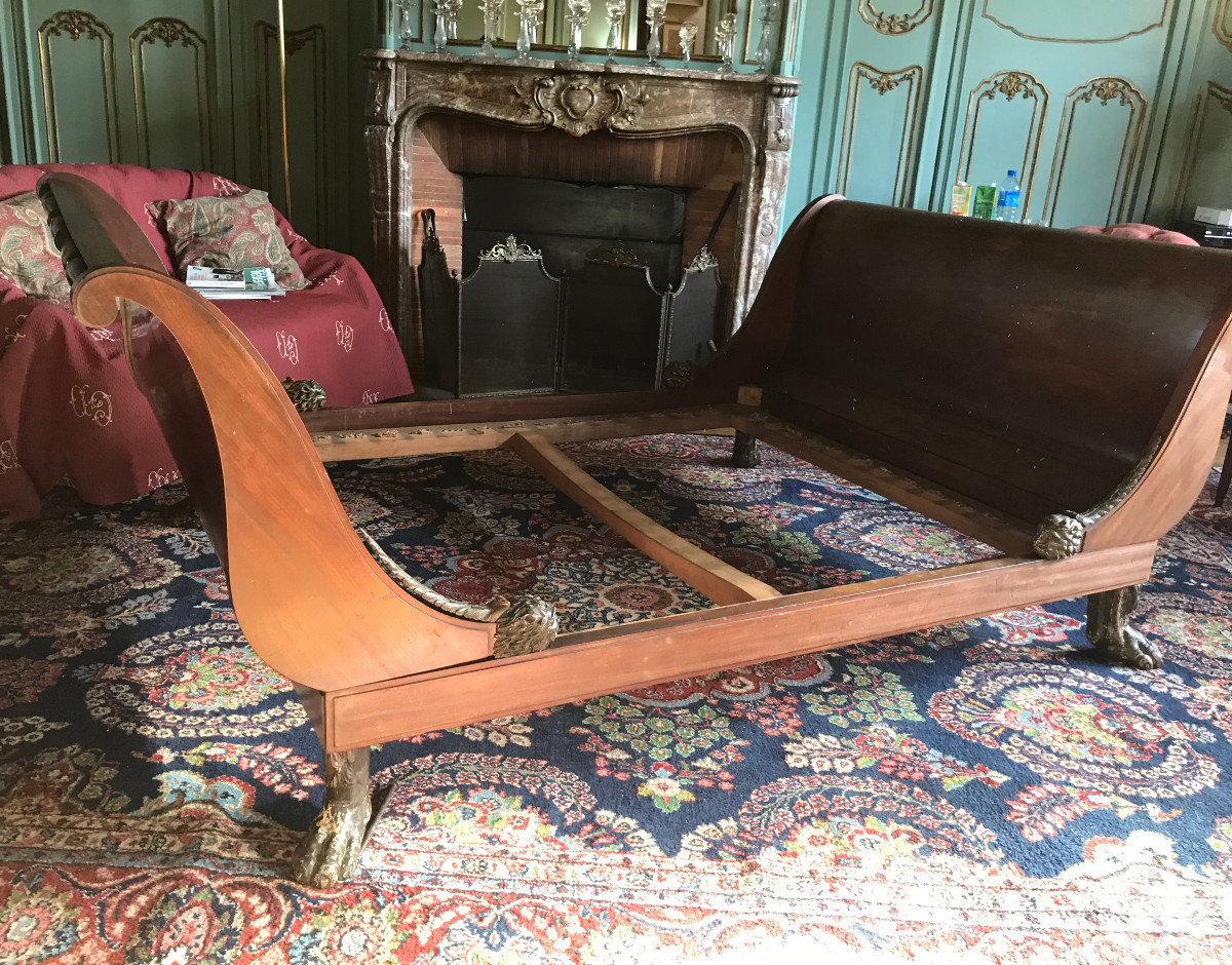 Large Middle Bed Period Empire Stamped Chapuis Mahogany