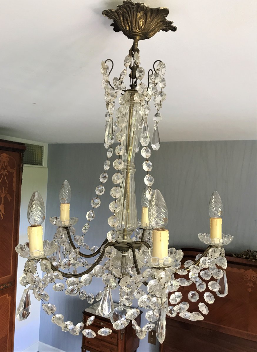 Tassel Chandelier With Five Arms Of Light Early Twentieth Century-photo-2