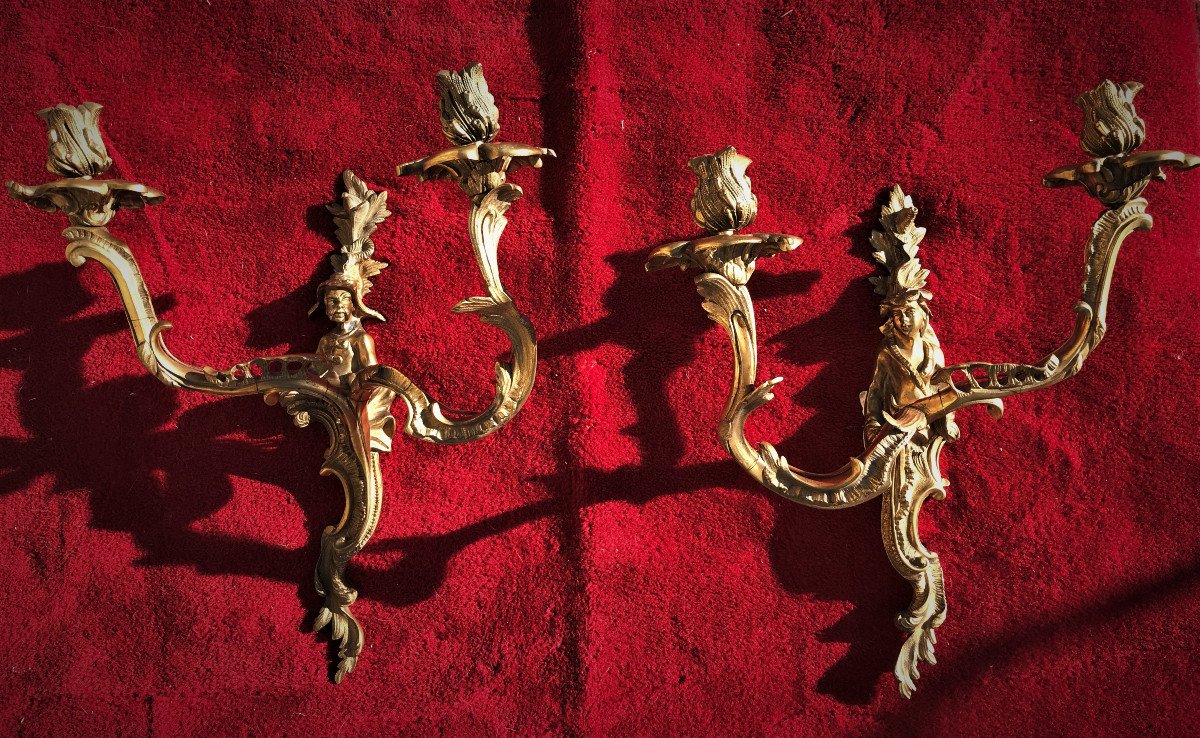 Pair Of Louis XV Gilt Bronze 