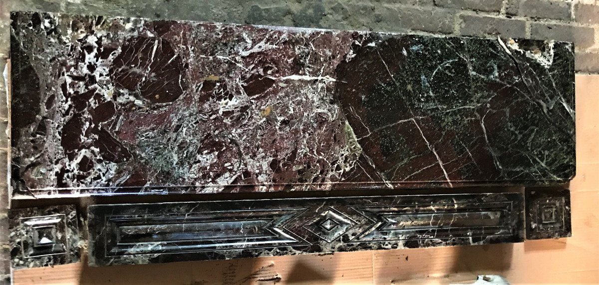 Red And Green Levanto Marble Fireplace To Restore-photo-2