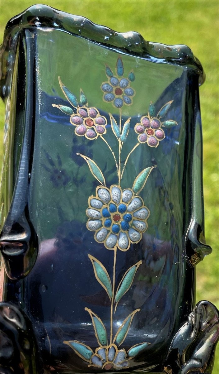 Auguste Jean Art Nouveau Enamelled Vase-photo-4