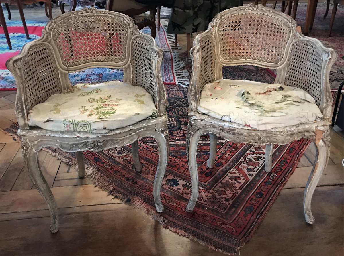 Paire de fauteuils d’enfant ou de musicien époque Louis XV-photo-2