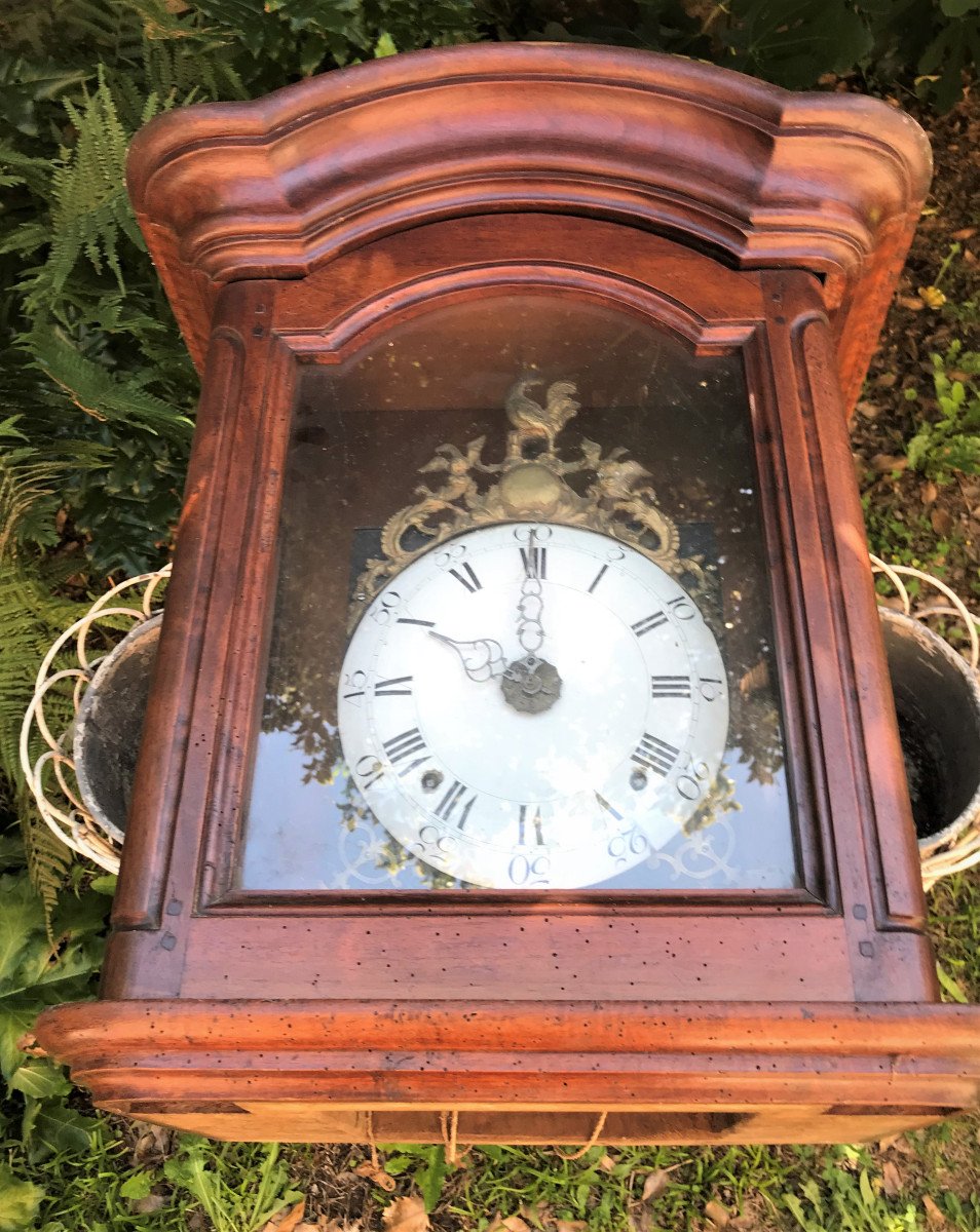 Horloge de parquet XVIIIème en noyer Lyon-photo-3