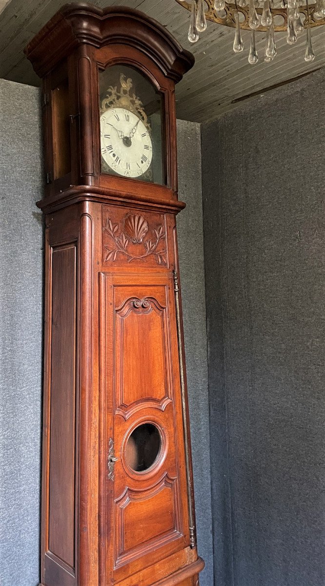 Horloge de parquet XVIIIème en noyer Lyon-photo-1