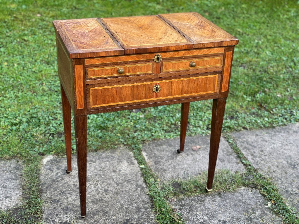 Louis XVI Dressing Table In Marquetry-photo-2