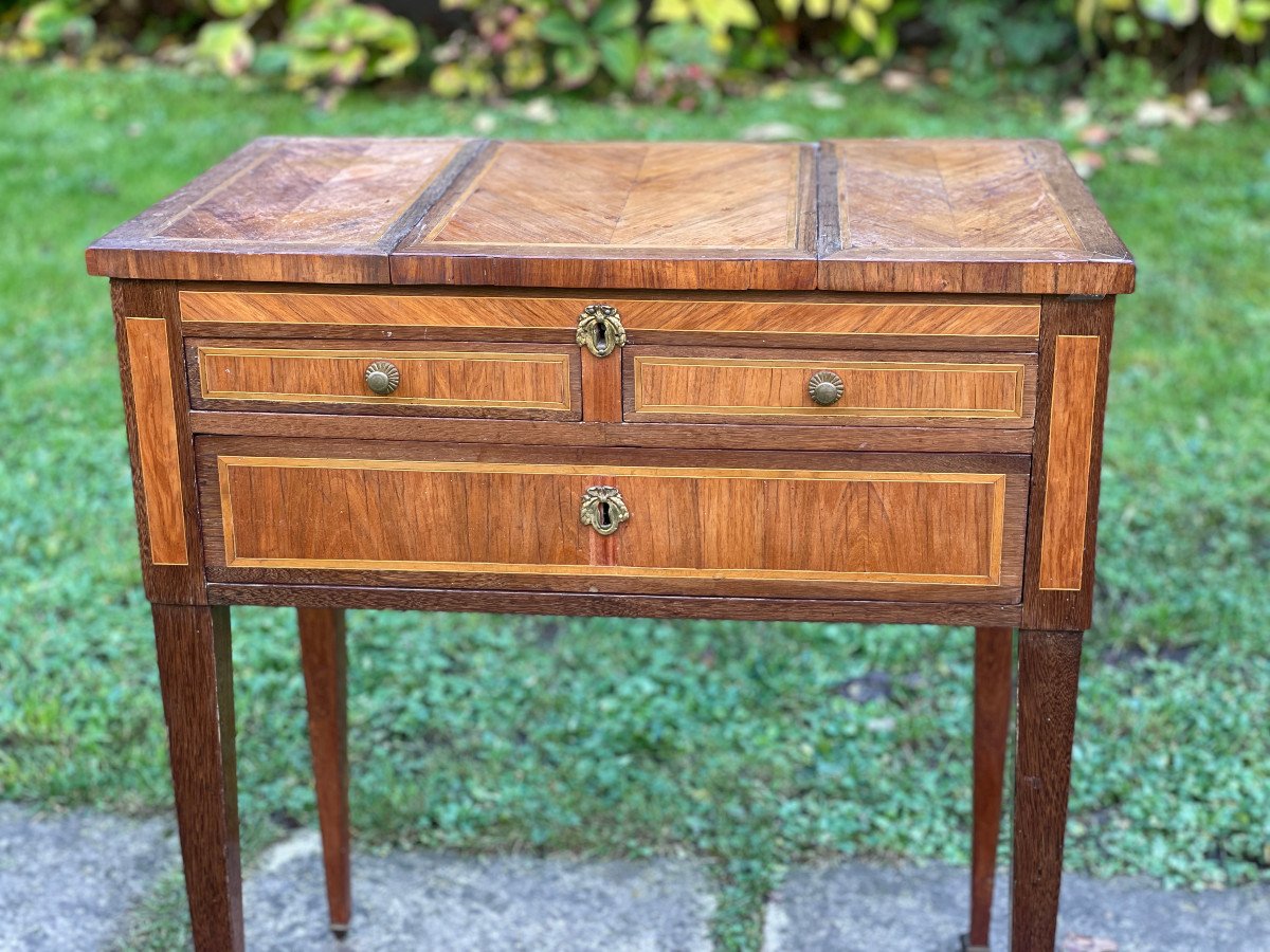 Coiffeuse d'époque Louis XVI en marqueterie-photo-4