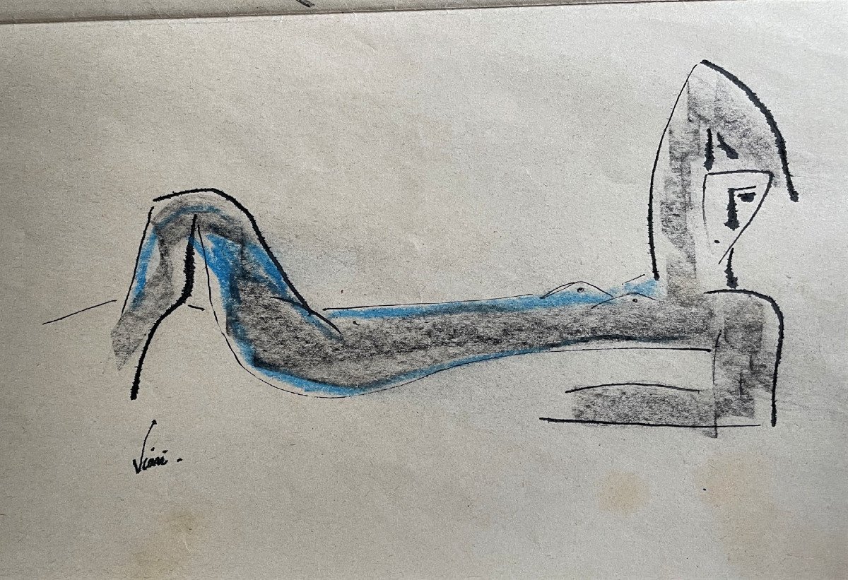 Huit dessins de femmes signés Alberto Viani 1952-photo-3