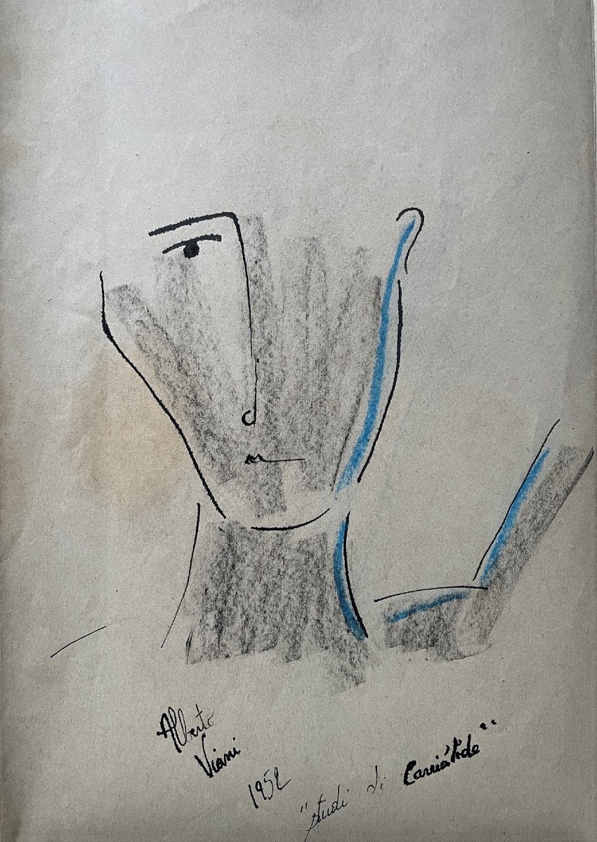 Huit dessins de femmes signés Alberto Viani 1952-photo-2