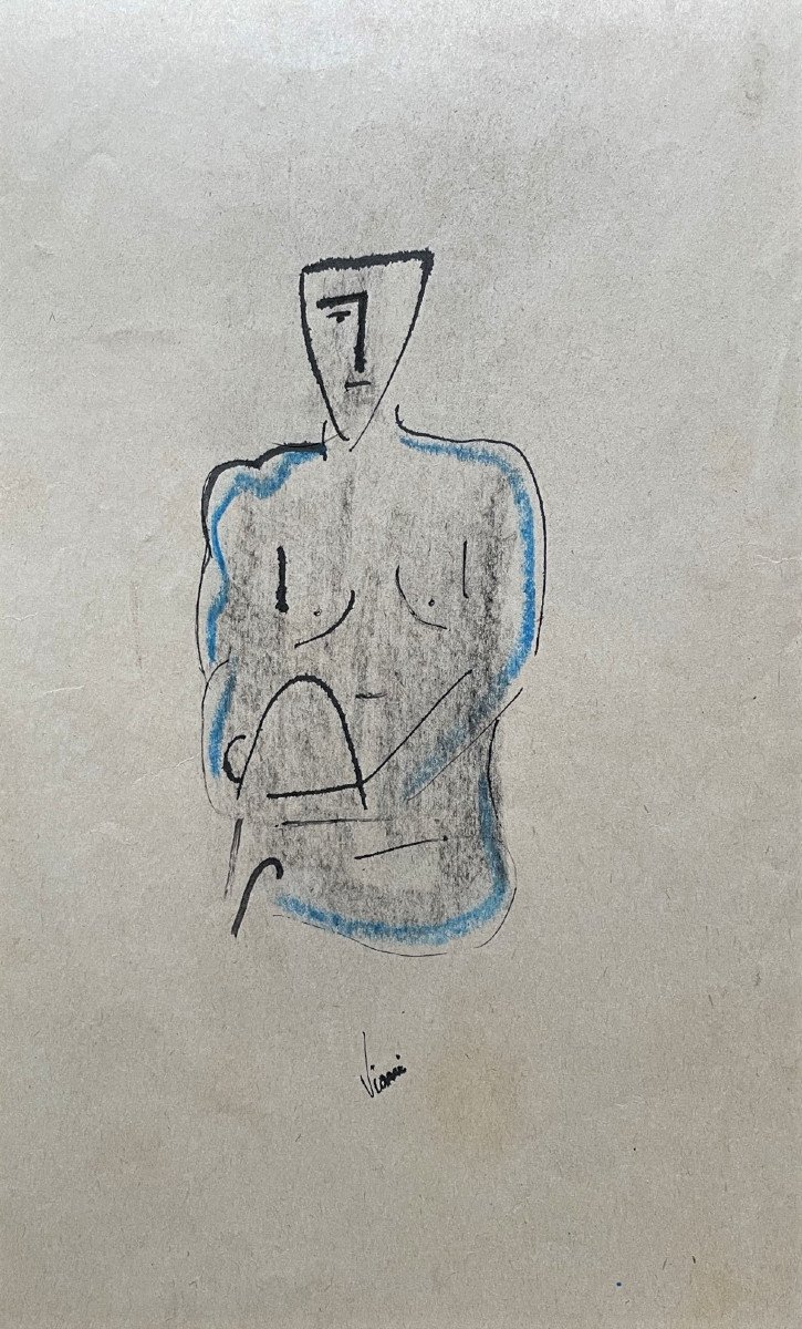 Huit dessins de femmes signés Alberto Viani 1952-photo-1