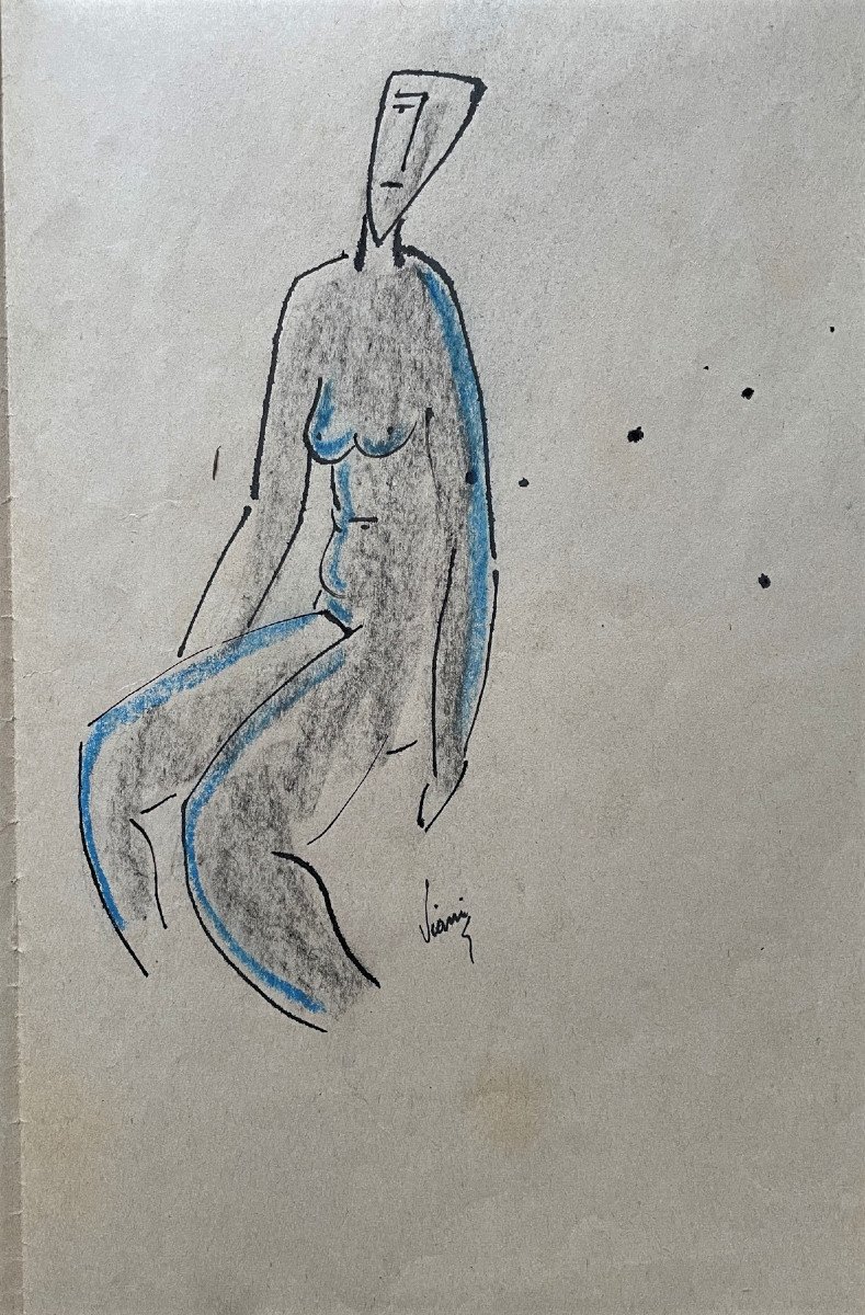 Huit dessins de femmes signés Alberto Viani 1952-photo-2