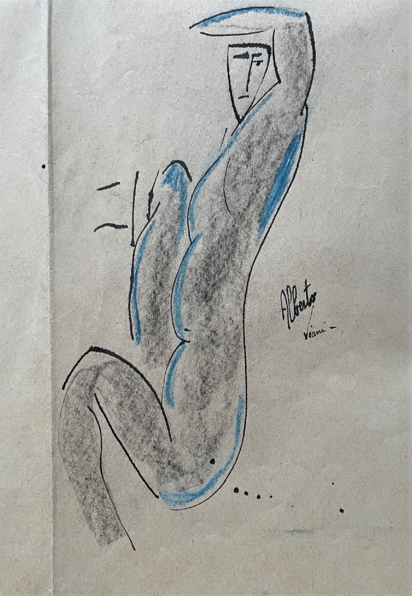 Huit dessins de femmes signés Alberto Viani 1952-photo-3