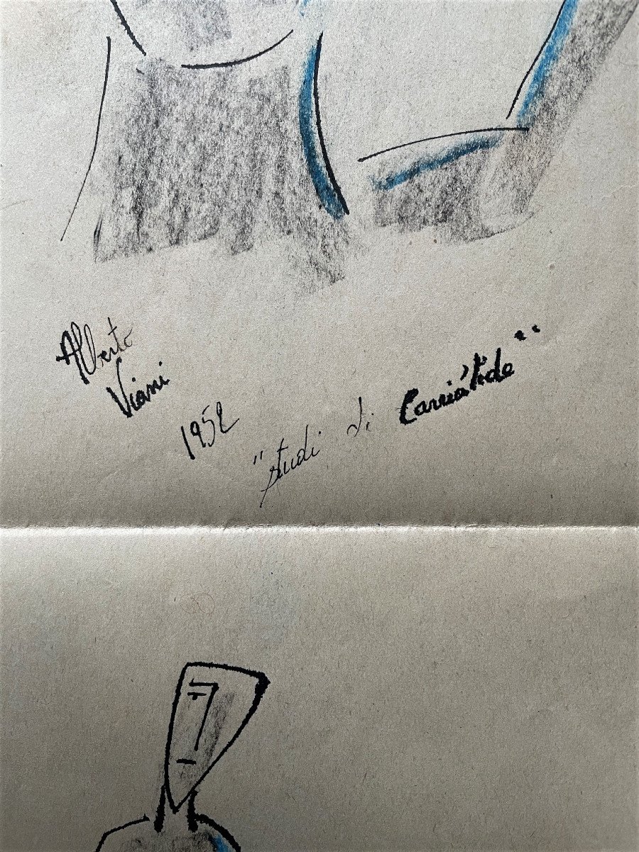 Huit dessins de femmes signés Alberto Viani 1952-photo-8