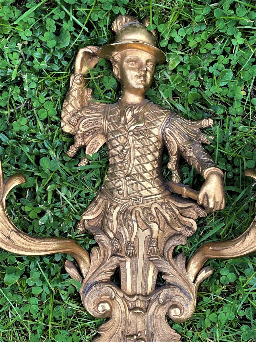 Pair Of Troubadour Sconces In Gilded Bronze, Maison Baguès-photo-4