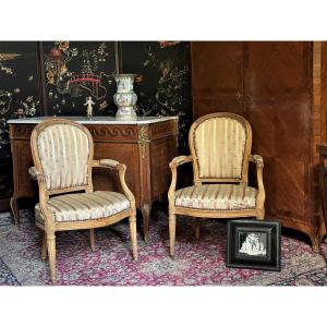Paire de fauteuils d'époque Transition, Louis XV - Louis XVI Jacob
