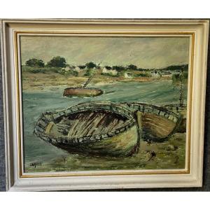 Lamotte Amiens Oil Painting: Bay Of Somme Or Authie Near Le Crotoy