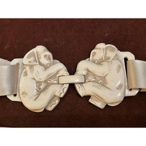 Ivory Elephant Belt Buckle