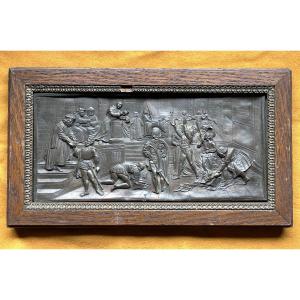 Plaque en cuivre « l’objurgation de Galilée » XIXème