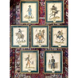 Sept gravures : soldats de l’Empire - Napoléon 1er