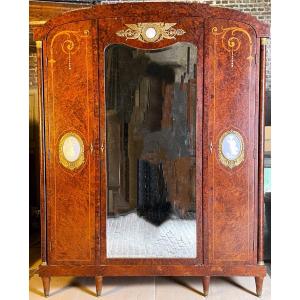 Large Bedroom Mirror Cabinet Decorated With Wedgwood Plaques