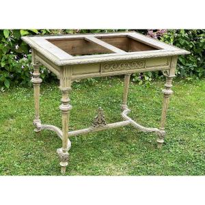 Finely Carved Center Table, Stylized Lyre, Louis XVI Style, Napoleon III Period