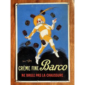 Plaque, tôle publicitaire Jean d’Ylen, Vercasson pour les cirages Barco
