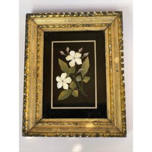 Grand Tour : fleurs en marqueterie de pierres dures, Pietra dura, Italie, Florence XIXème. 