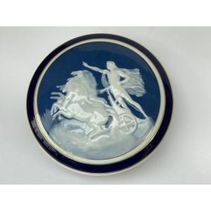 Grande boite bonbonnière porcelaine de Limoges Camille Tharaud le char d’Apollon