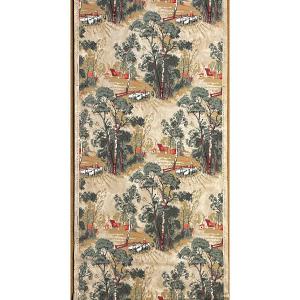 Ensemble de 16 rouleaux d’ancien papier peint décor bucolique polychrome