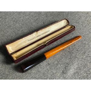 Art Deco Cigarette Holder In Amber And Tortoiseshell In Its Case