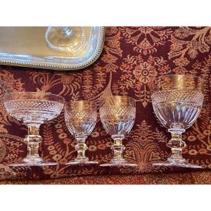 Trianon Pattern Crystal Glassware Set By Saint Louis, 25 Pieces 