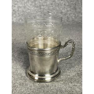 Verre à thé gravé dans sa monture par Ravinet d’Enfert