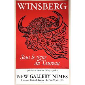 Jacques Winsberg “under The Sign Of Taurus” Exhibition Poster In Nîmes In 1979 Dédicated
