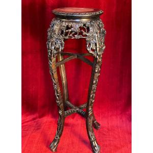 Carved Wooden Pedestal Table From Vietnam, Late 19th Century. Asia, Indochina.