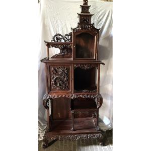 Ceremonial Display Cabinet Made Of Carved Wood From Indochina, Vietnam, Tonkin, Asia, 19th Century