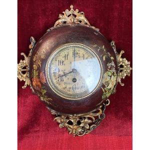 Wall-mounted Clock, Also Known As A “baker’s Clock,” Made Of Painted Sheet Metal And Gilded Metal, Late 19th Century