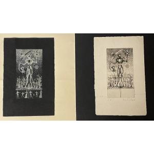 Lucien Coutaud gravures « l’homme au soleil » surréalisme