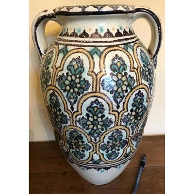 Grand Vase Tunisia Workshops Verclos Nabeul, Rich Polychrome Decor Early Twentieth