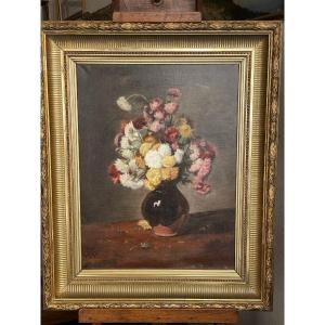 Bouquet Of Flowers Oil On Canvas By Barbaud-koch