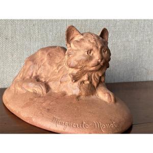 Sculpture de chat par Marguerite Monot, terre cuite