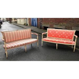 Pair Of Large Directoire Bench Sofas