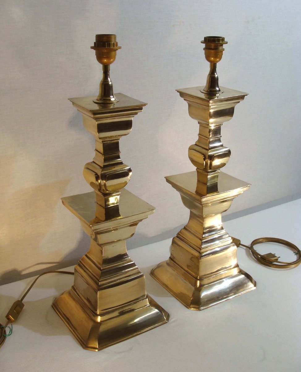 Pair Of Vintage 60s Bronze Lamps-photo-2