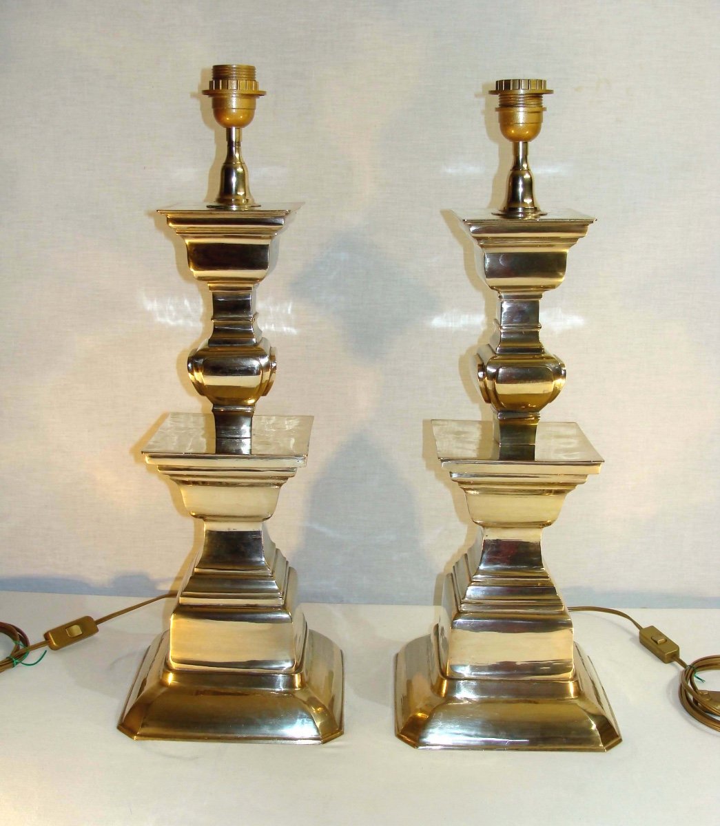 Pair Of Vintage 60s Bronze Lamps